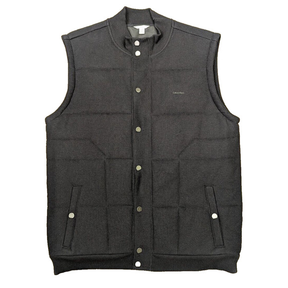 Calvin Klein Full Button Black 100% Cotton Women's Vest Size Large - Picture 1 of 8